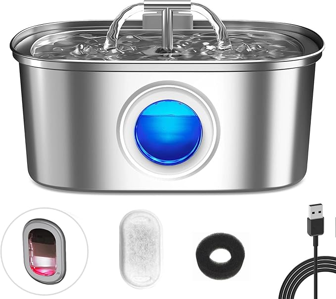 Fonte de Água Automática Aço Inoxidável 3,2L para Pets