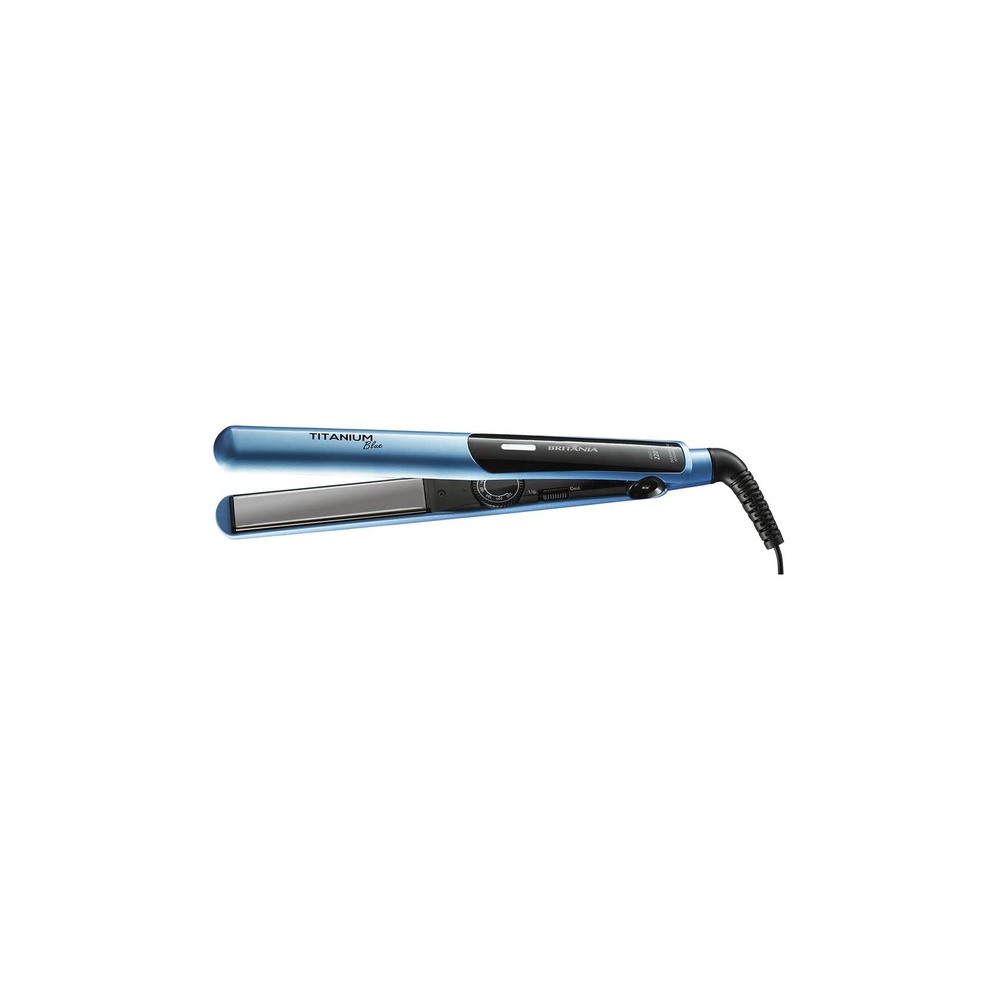 prancha titanium blue britânia bivolt é boa em fundo branco